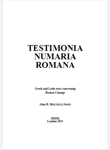Testimonia Numaria Romana Volume III | Melville Jones, J.R. (downloadable PDF)